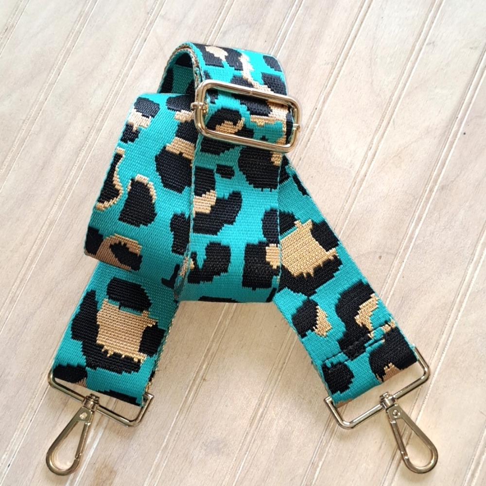 Ahdorned Guitar Style Cheetah Animal Print Crossbody Gold Hardwear Strap